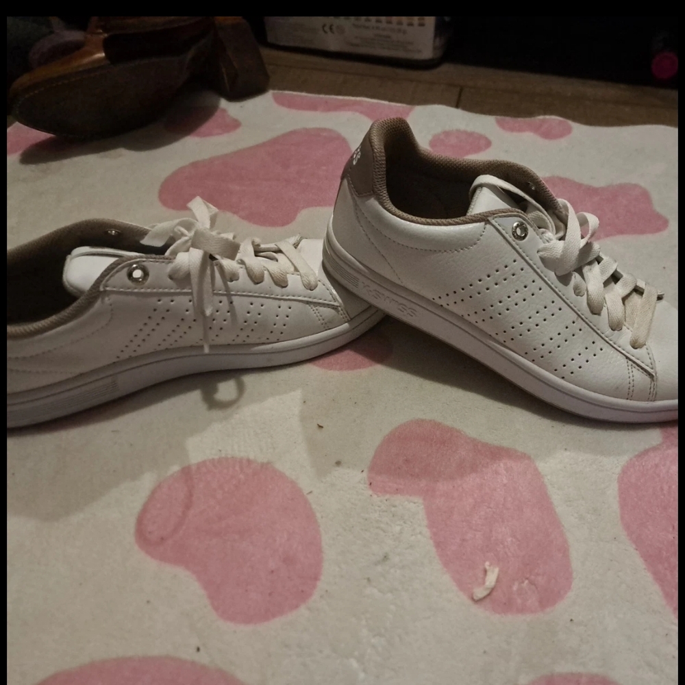 K-Swiss White and Tan Athletic Shoes